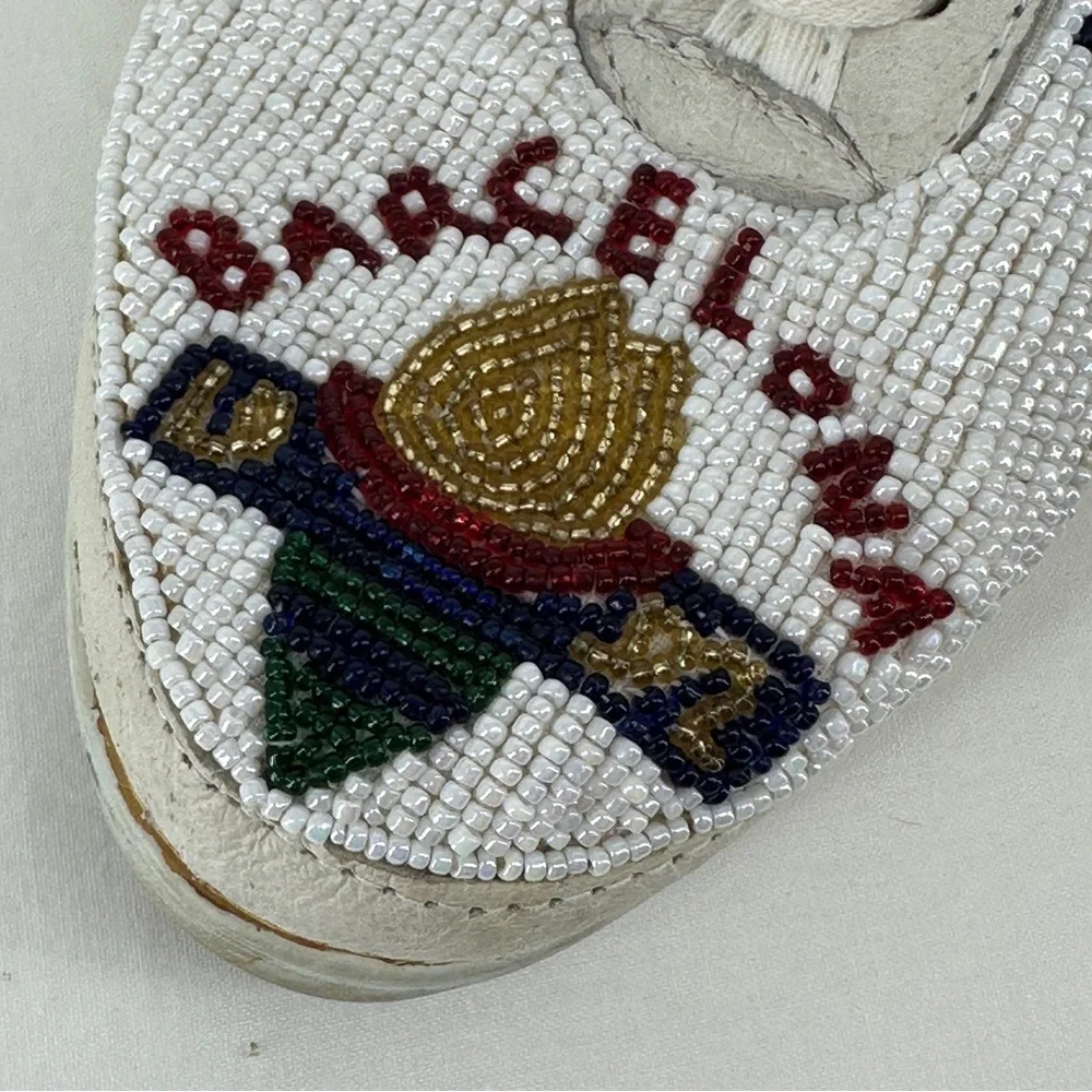 Women’s White Beaded Barcelona Sneakers Shoes Size‎ 7.5 Vintage 90’s Olympics